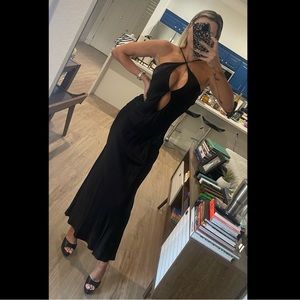 Meshki Lucia Satin Cut Out Maxi Dress - Black Small